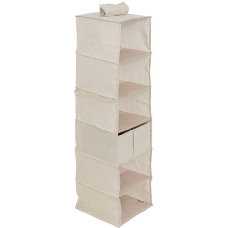 Rangement chaussures groomy 6 cases avec panier beige 127x30cm - 5five (1/5)
