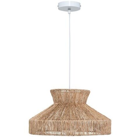 Atmosphera – Suspension jute naturel D38 cm – Abat-jour ajouré pour lumière douce – Douille E27 – Longueur câble 80 cm ajustable – Poids 0,75 kg (1/6)