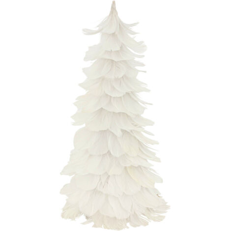 Atmosphera – Déco de Noël cône en plume blanche 40 cm – Finition paillettes argent – Élément décoratif élégant pour fêtes de fin d'année (1/2)