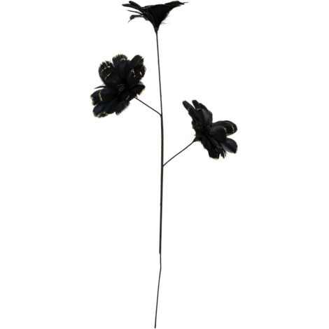 Branche déco spéciale fêtes Fleurs en Plumes noires et dorées H 65 cm - Feeric Christmas
