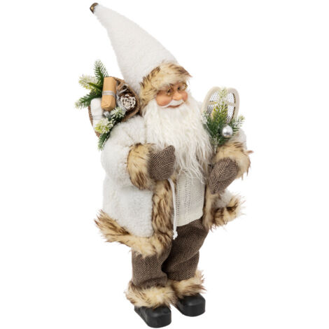 Père Noël en fourrure sherpa blanche et beige H 45 cm - Feeric Christmas (1/2)
