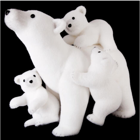 Atmosphera – Déco de Noël famille ours et 3 oursons H 54 cm – Modèle en polystyrène – Dimensions L. 40 x P. 30 cm – Décoration festive chaleureuse
