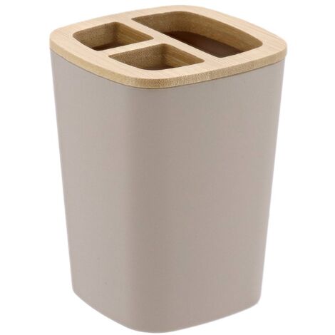 Porte brosse a dents rubber + abs et bambou - beige - Tendance
