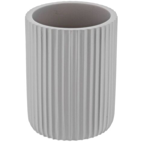Gobelet En Polyrésine Zen Gris MSV - Design Asymétrique Pour Salle De Bains Moderne - 13,5x8x18 Cm - 4