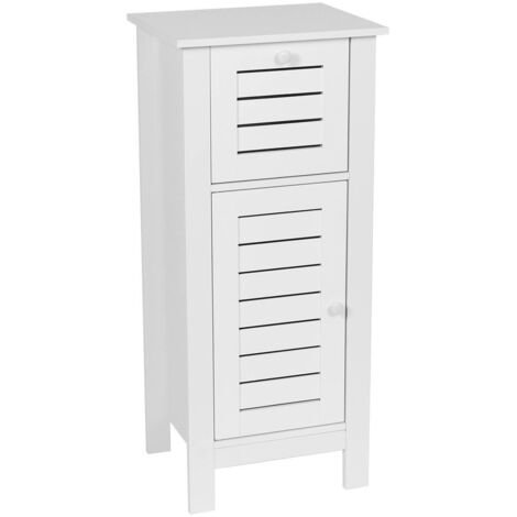 Meuble de rangement 1 Porte et 1 Tiroir H 83 cm - Blanc - TENDANCE (1/4)