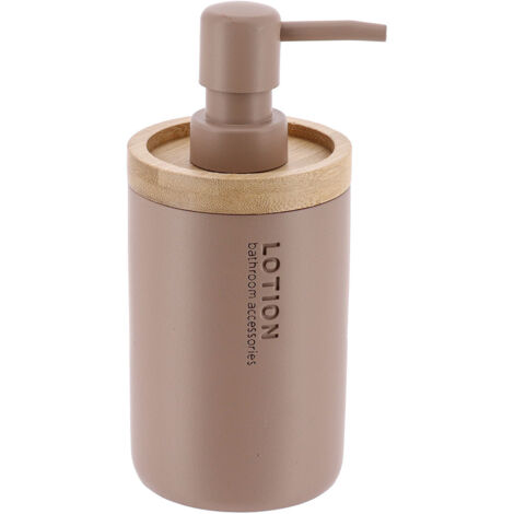 Distributeur à Savon ou lotion en résine Cappuccino et Bambou 280 ml - TENDANCE