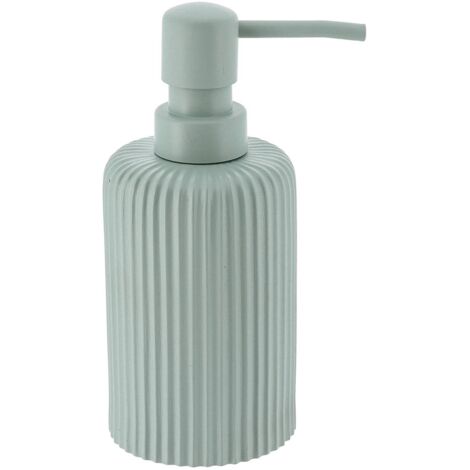 Distributeur a savon arrondi strie polyresine 230 ml - vert eucalyptus - Tendance
