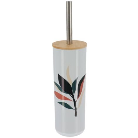 Brosse wc ps imprimee avec couvercle bambou - bucolique - Tendance