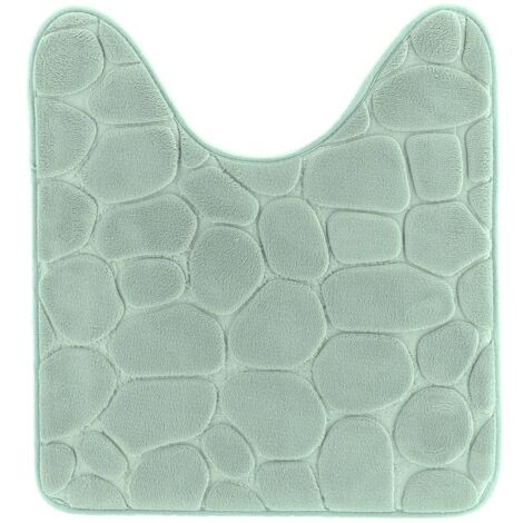 Tapis contour wc memoire de forme microfibre galet 45x50 cm - vert eucalyptus - Tendance