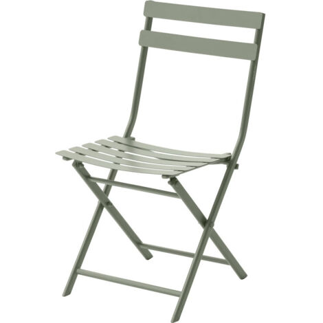 Hesperide – Chaise de jardin pliante en acier teinté vert laurier – Design moderne pour petits espaces – Pliable et facile à ranger (1/5)