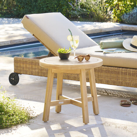 Table d appoint de jardin ronde Papouasie 55 x 50,8cm en acacia - Hespéride (1/6)