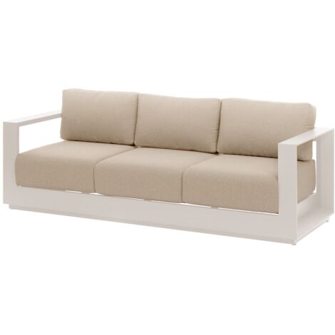Canapé de jardin Allure avoine & beige zebrano 3 places en aluminium et polyester - Hespéride (1/3)