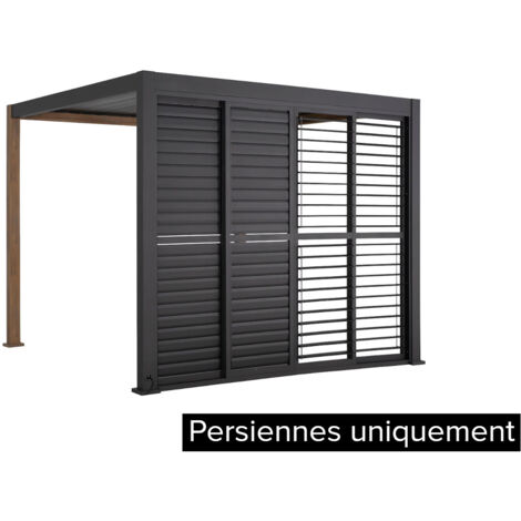 Hesperide – Persiennes coulissantes pour pergola Evora 3 m graphite – Aluminium époxy anticorrosion – Lames orientables pour gestion lumière