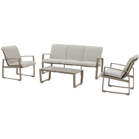 Hesperide – Salon de jardin Boreane 5 places en aluminium traité époxy – Coussins en texaline déperlant – Dimensions 250x141x85 cm – Pour pergola ou parasol (1/5)