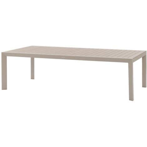 Hesperide – Table de jardin 12 places rectangulaire en aluminium – Plateau lattes effet bois lin et argile – Traitement époxy antirouille