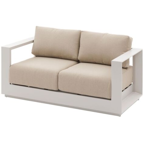 Canapé de jardin Allure avoine & beige zebrano 2 places en aluminium et polyester - Hespéride (1/5)
