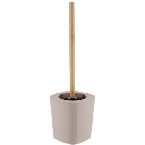 Brosse wc rubber + abs et tige bambou - beige - Tendance
