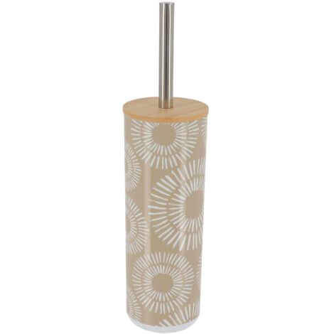 Brosse wc ps imprimee avec couvercle bambou - ethnic spirals - Tendance
