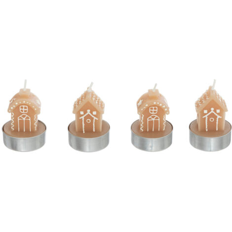 Lot de 4 Bougies déco Maison Pain d'épice - Feeric Christmas (1/3)