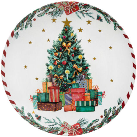 Fééric Lights And Christmas – Table de Noël assiette de présentation déco sapin – D. 33 cm H. 1,3 cm – Matière polypropylène pour embellir vos repas de fête (1/2)