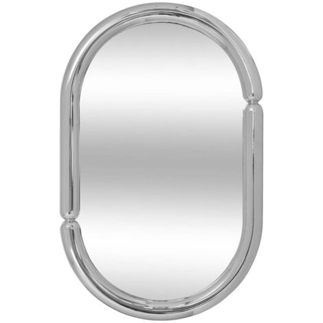 Atmosphera – Miroir mural ovale argent 55x35cm – Cadre en plastique effet chromé – Accroche murale verticale/horizontale – Pour intérieur moderne