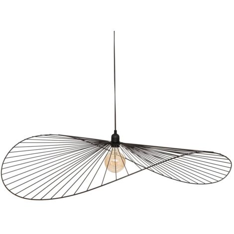 Atmosphera – Suspension métal Adelia noir H105cm – Abat-jour en acier – Douille E27 – Puissance 40W – Pour intérieur moderne (1/2)