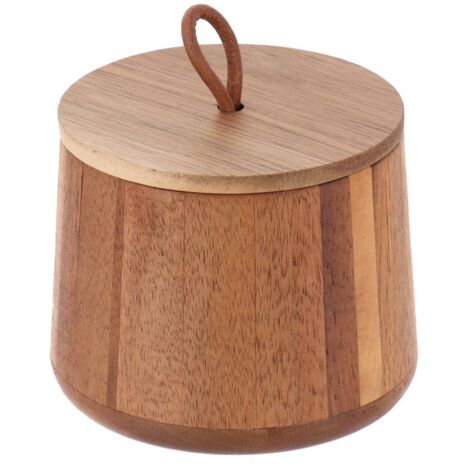 Boite a coton acacia ronde - acacia - Tendance