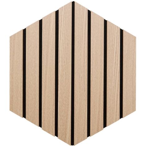 Atmosphera – Lot de 3 panneaux décoratifs hexagonaux beige et noir 30x26cm – Fibres de bois FSC® – Isolation acoustique – Installation facile