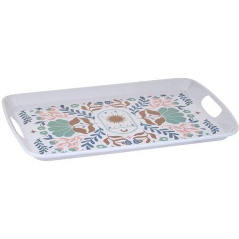 Plateau Rectangle 30x22 Cm Motif Végétal - 5five - Multicolore - Pratique Pour Le Service Ou La Décoration