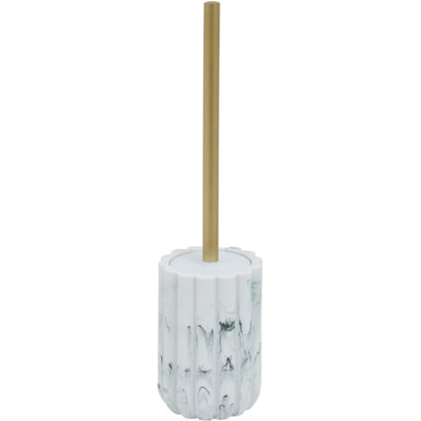 Brosse WC - Effet marbre avec manche doré Blanc 11x11x42 cm (1/5)