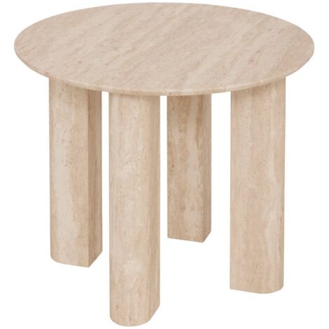 Atmosphera – Table d'appoint ronde D50,5 cm en MDF effet travertin – Finition mate texturée – Charge maximale 25 kg – Pour petits espaces (1/3)