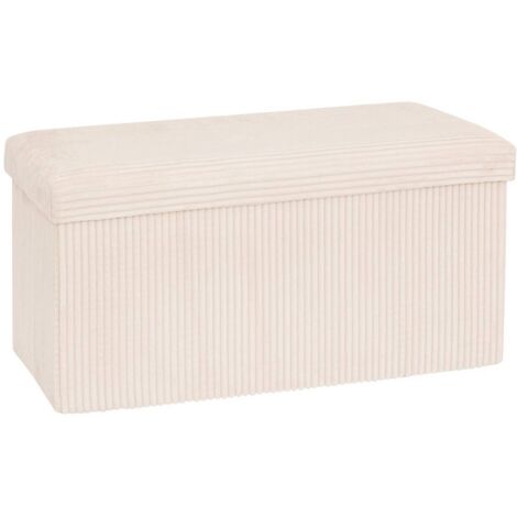 Pouf pliant double Arum côtelé 76 x 38 cm ivoire Atmosphera (1/5)