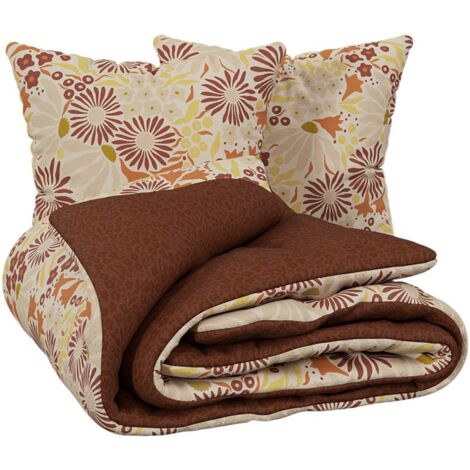 Parure de lit imprimée Daisie marron 240x220cm - Atmosphera créateur d'intérieur (1/2)