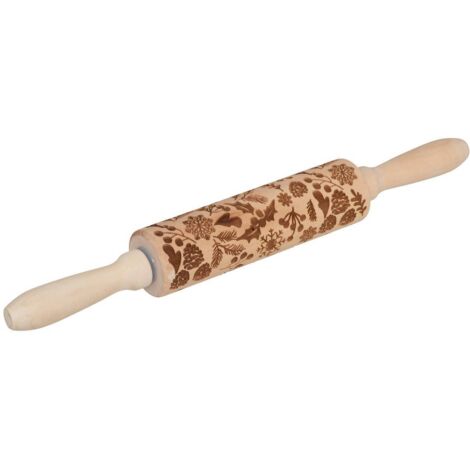 Rouleau à patisserie empreinte noël l35,5cm en bois - 5five (1/5)