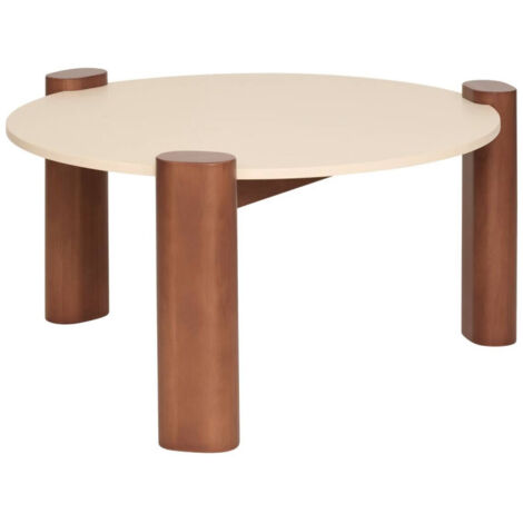 Atmosphera – Table basse ronde 85,5cm – Plateau MDF beige – Pieds en bois d'hévéa FSC – Hauteur 43cm – Charge maximale 15kg (1/5)