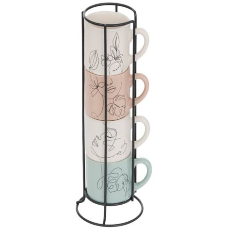 Rack 4 mugs Visage L8,8xp7,2xH25,5cm - Atmosphera créateur d'intérieur (1/5)