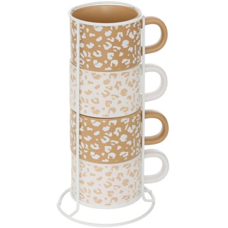 Rack 4 mugs Leopardi L12,7xp12,7xH25,3cm - Atmosphera créateur d'intérieur