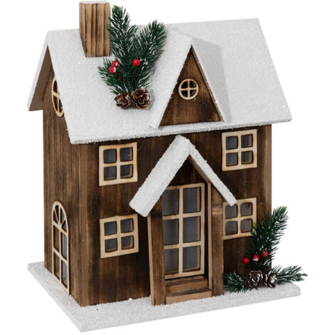 Atmosphera Décoration de Noël lumineuse marron MDF 33cm (1/3)