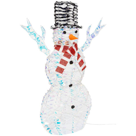 Bonhomme de neige lumineux Ruban irisé 200 LED Blanc froid H 90 cm - Feeric Christmas (1/5)