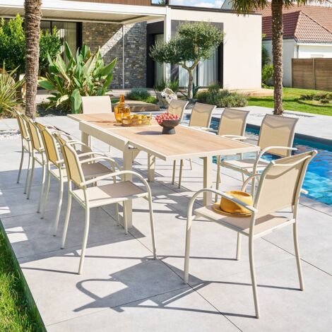 Table de jardin 10 places Piazza extensible argile - Hespéride