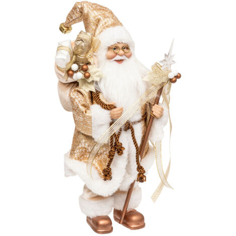 Père Noël en habit doré fourrure blanche H 30 cm - Feeric Christmas (1/2)