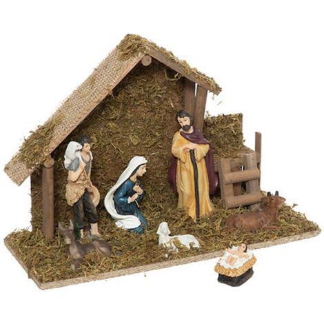 Crèche de Noël lumineuse 5 microLED avec 7 Santons - Feeric Christmas (1/4)