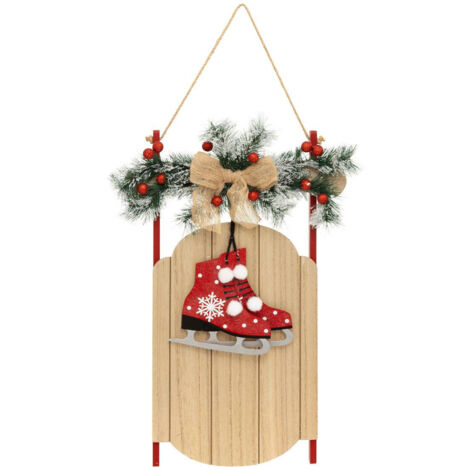 Suspension de Noël Luge en Bois avec déco Patins H 50 cm - Feeric Christmas (1/3)