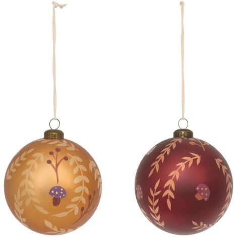 Déco Sapin Lot de 2 Boules de Noël Doré et Bordeaux D 8 cm - Feeric Christmas (1/5)