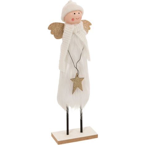 Déco de Noël Ange en textile avec Étoile en bois pailleté doré H 31 cm - Feeric Christmas (1/3)