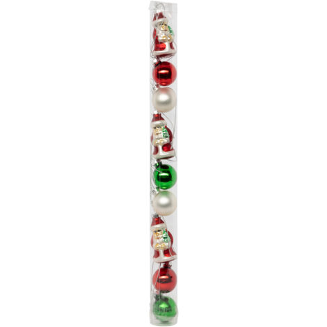Sujet de Noël en Verre 9 pièces Père Noël et Boules Vert et Rouge - Feeric Christmas (1/5)