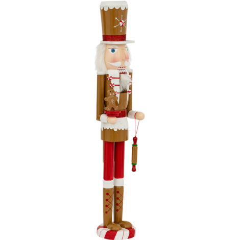 Fééric Lights And Christmas – Déco de Noël Casse-Noisette Pain d'épice H 60 cm – Bois de pin multicolore – Décoration festive pour intérieur (1/3)
