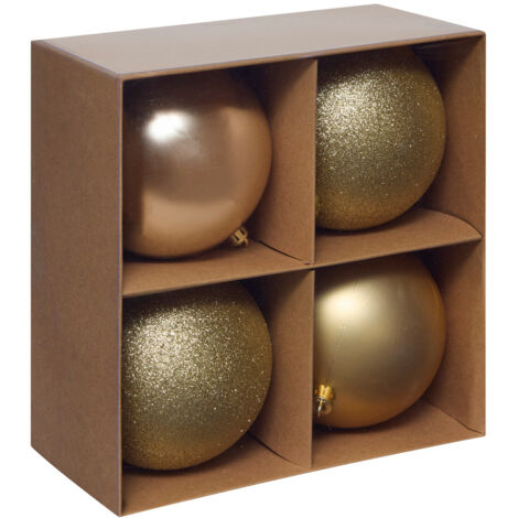 Déco de sapin Lot de 4 Boules de Noël GM D 10 cm - Or - Feeric Christmas (1/4)