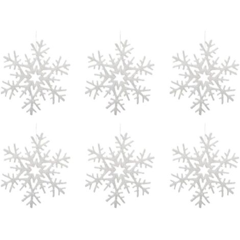 Déco de Noël Lot de 6 Flocons pailletés à suspendre D 20 cm - Feeric Christmas (1/3)