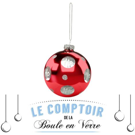 Boule de Noël Verre 80 mm Ho Ho 2 Assortiments - Feeric lights & christmas (1/3)